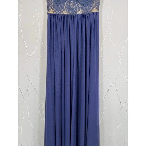 Sherri Hill Navy Blue Lace Illusion Open Back Formal Gown $298 - Picture 7 of 14